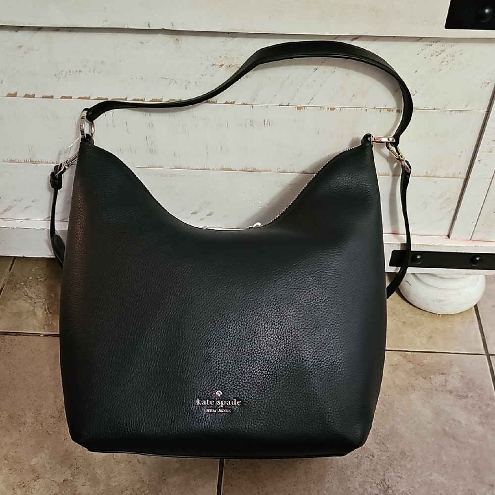 Kate Spade Black Pebbled Leather Hobo Shoulder Bag